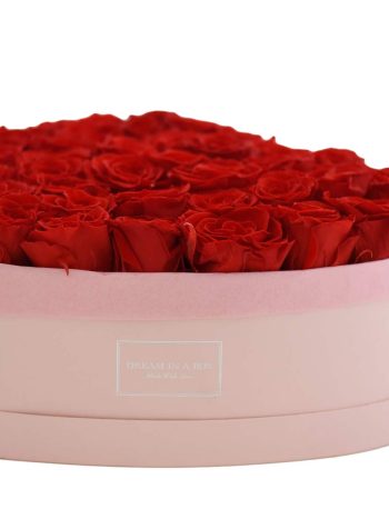 Dream of You scatola rosa a forma di cuore con fiori rossi